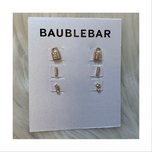 Baublebar Lock Stud Earring Set - 3 Pairs - NWT - New on Card